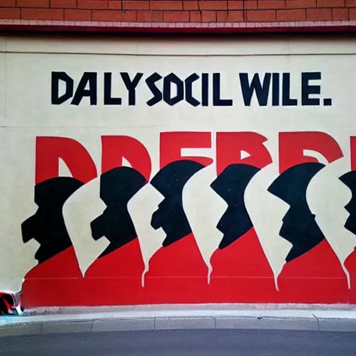 Image similar to a socialist realist mural that just says daily!!!!!!!!