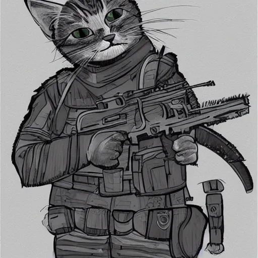 Prompt: cat soldier