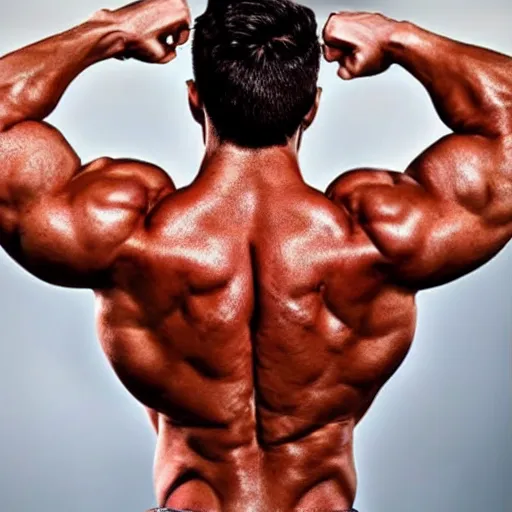 Image similar to fine back muscles, handsome, sculpted, symmetrical, shoulders focus