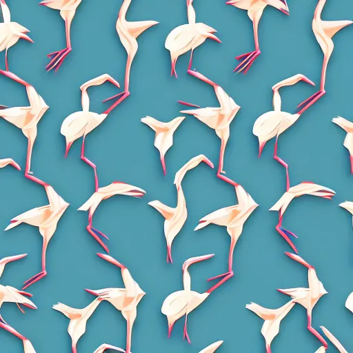 Image similar to fabric pattern of stylized minimalistic cranes