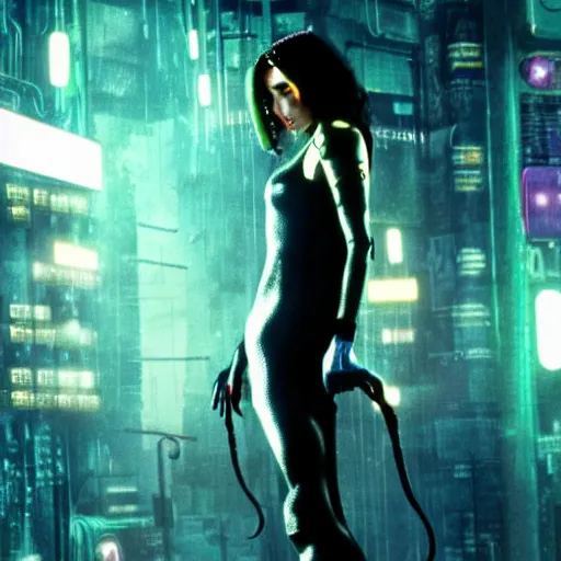 Image similar to Cinematic movie still of Gal Godot as Molly Millions the cyberpunk woman in Neuromancer