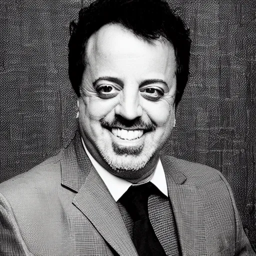 Image similar to billy joel portrait from the 7 0's, black and white