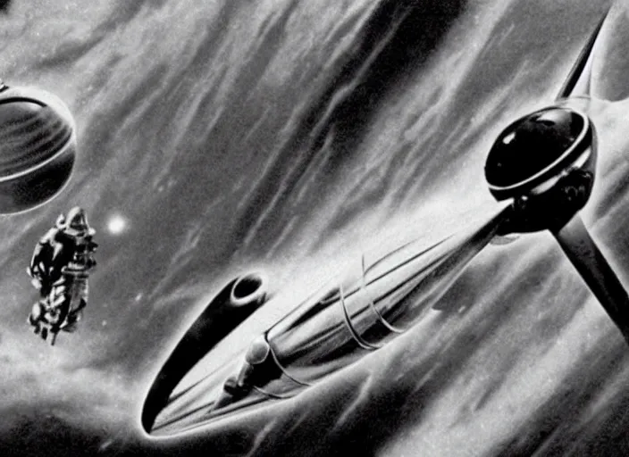 Image similar to space travel from a 1950s science fiction film