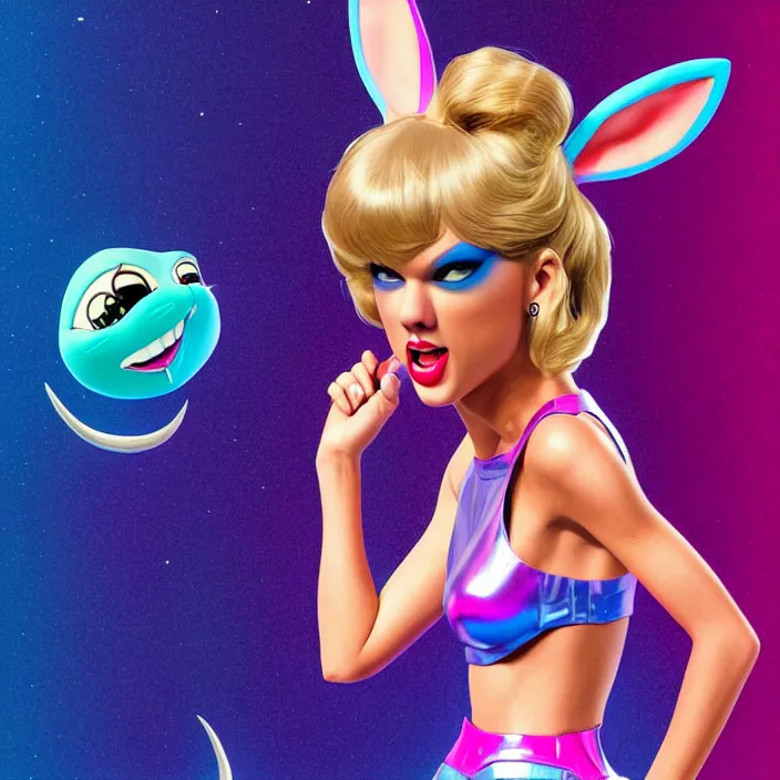 Image similar to portrait of Taylor Swift as Lola Bunny in Space Jam 1996. intricate abstract. intricate artwork. by Tooth Wu, wlop, beeple, dan mumford. octane render, trending on artstation, greg rutkowski very coherent symmetrical artwork. cinematic, hyper realism, high detail, octane render, 8k, iridescent accents