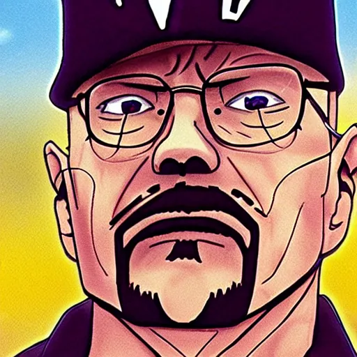 Prompt: walter white in anime