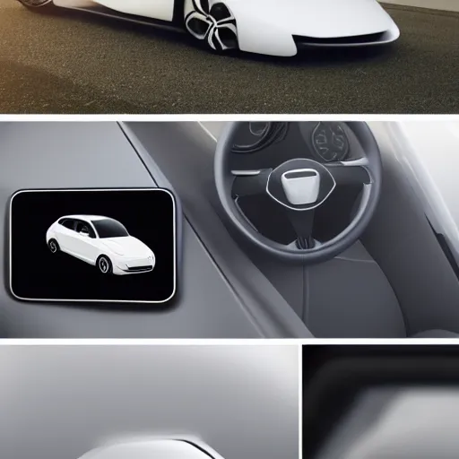 Image similar to product photo concept for a simple minimalist car designed by apple inc,