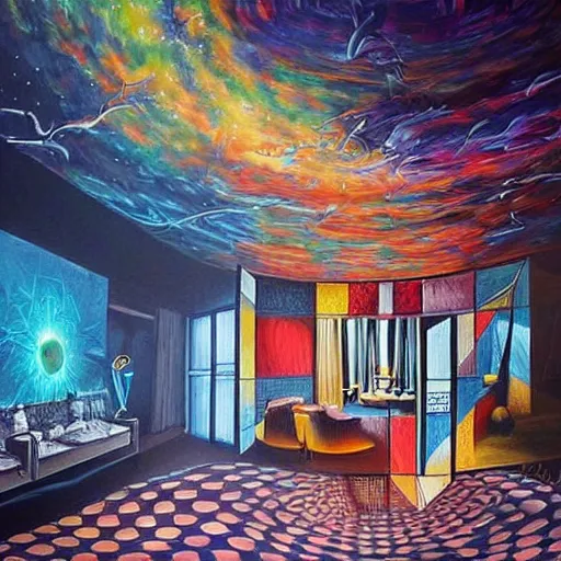 Image similar to the infinite hotel, Mind-Blowing Illusion Painting by Tomek Sętowski