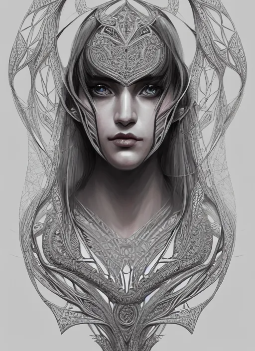 Image similar to symmetry!! full shot sketch!! of a female character, fantasy, sketch!!, intricate, elegant, highly detailed, digital painting, artstation, concept art, sharp focus, illustration, art by grzegorz przybys and yintiong, colored by rob shields