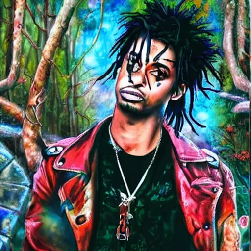 Image similar to playboi carti painted by abney park 4 k detailed super realistic