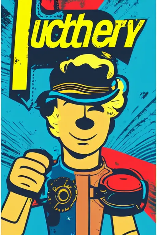 Image similar to fallout 7 6 retro futurist illustration art by butcher billy, sticker, colorful, illustration, highly detailed, simple, smooth and clean vector curves, no jagged lines, vector art, smooth andy warhol style