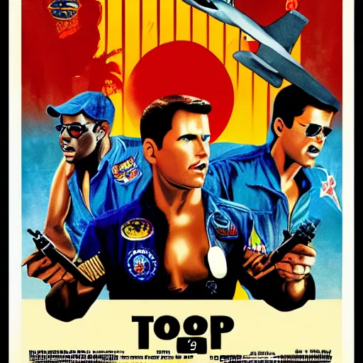 Image similar to painted movie poster for top gun, ghana movie poster style