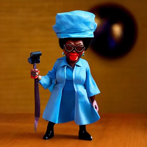 Image similar to maya angelou cosplay elaine brown, stop motion vinyl action figure, plastic, toy, butcher billy style