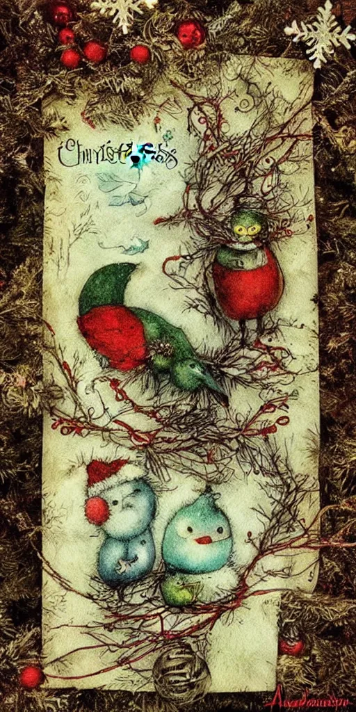 Image similar to a christmas card bird scene by alexander jansson