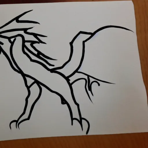 Image similar to Simple strokes of dragon drawn by a 6-year-old child