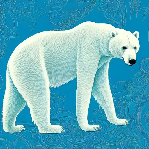 Image similar to blue paper + an intricate polar bear depiction + elaborate red illustration, very detailed, deviantart, 8 k vertical wallpaper, tropical, colorful, airy, anime illustration, anime nature