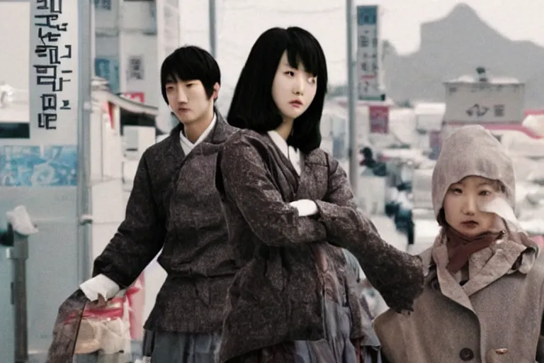 Image similar to korean film still from korean adaptation of Bakemonogatari (2009)