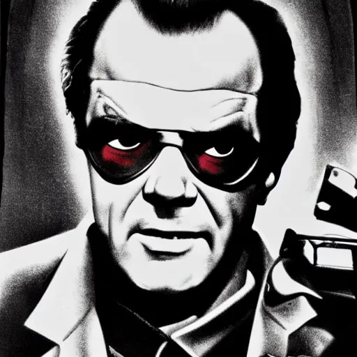 Prompt: Jack Nicholson is Terminator , film poster