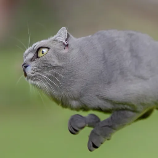 Image similar to cat bird hybrid, cute, with strong and muscular legs