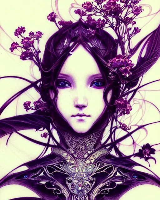 Image similar to Beautiful and playful ethereal ginger portrait, art nouveau, fantasy, intricate flower designs, elegant, highly detailed, sharp focus, art by Tsutomu Nihei, Artgerm and Greg Rutkowski and WLOP