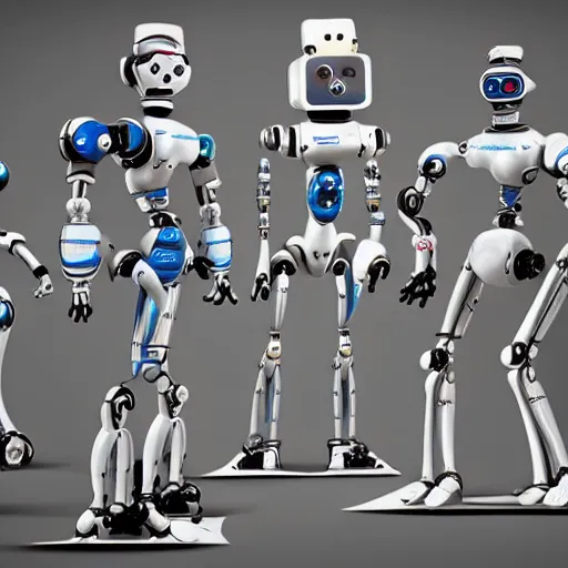 Image similar to an evolution diagram from left to right of robots, 8 k, hyper realistic.