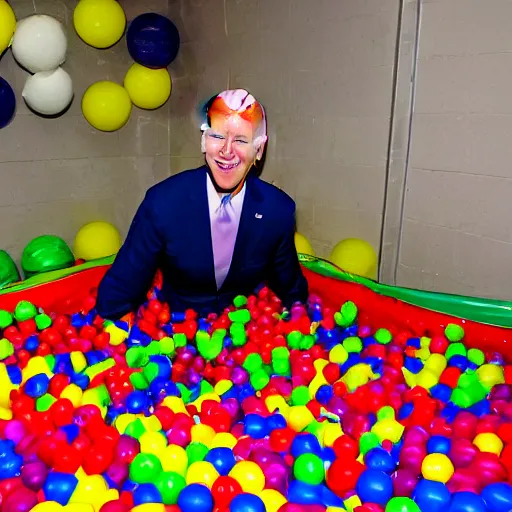 Prompt: joe biden playing in a ball pit