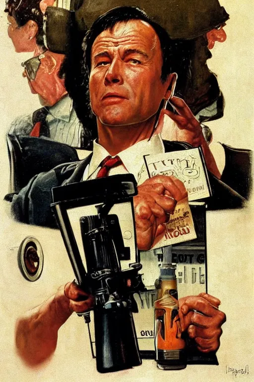 Image similar to Butch Coolidge from Pulp Fiction painted by Norman Rockwell