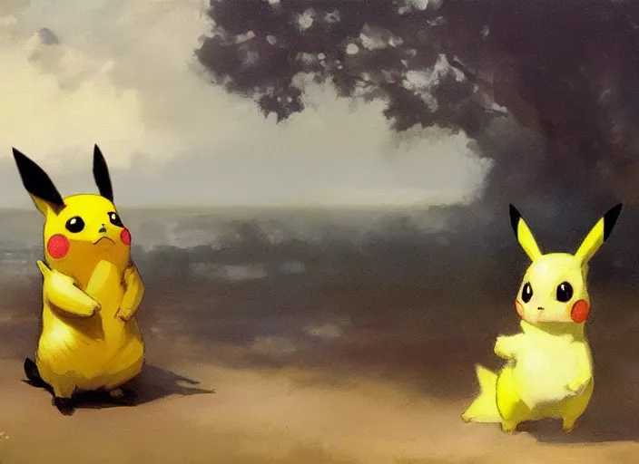 Prompt: oil painting of beautiful pikachu contemplating, art by anders zorn, wonderful masterpiece by greg rutkowski, beautiful cinematic light, american romanticism by greg manchess, creation by tyler edlin