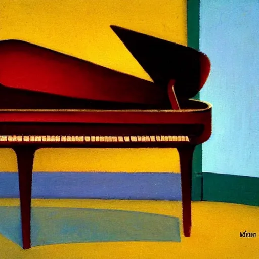 Prompt: piano guitar music notes key, bright colors, warm, in the style of marius borgeaud