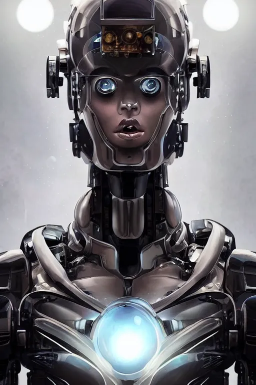 Prompt: a beautiful half body image of a futuristic android with a mechanical mecha body, mostly black metal with internal lights glowing inside, symmetrical and realistic proportions by Irakli Nadar, tom bagshaw, Charlie Bowater with details by Jason Felix, furio tedeschi, face by ilya kuvshinov, artgerm, cinematic backlit lighting, detailed, intricate, beauty retouch, elite, photo realistic, octane render, hyper real, ultra detailed, trending on artstation pinterest and deviantart