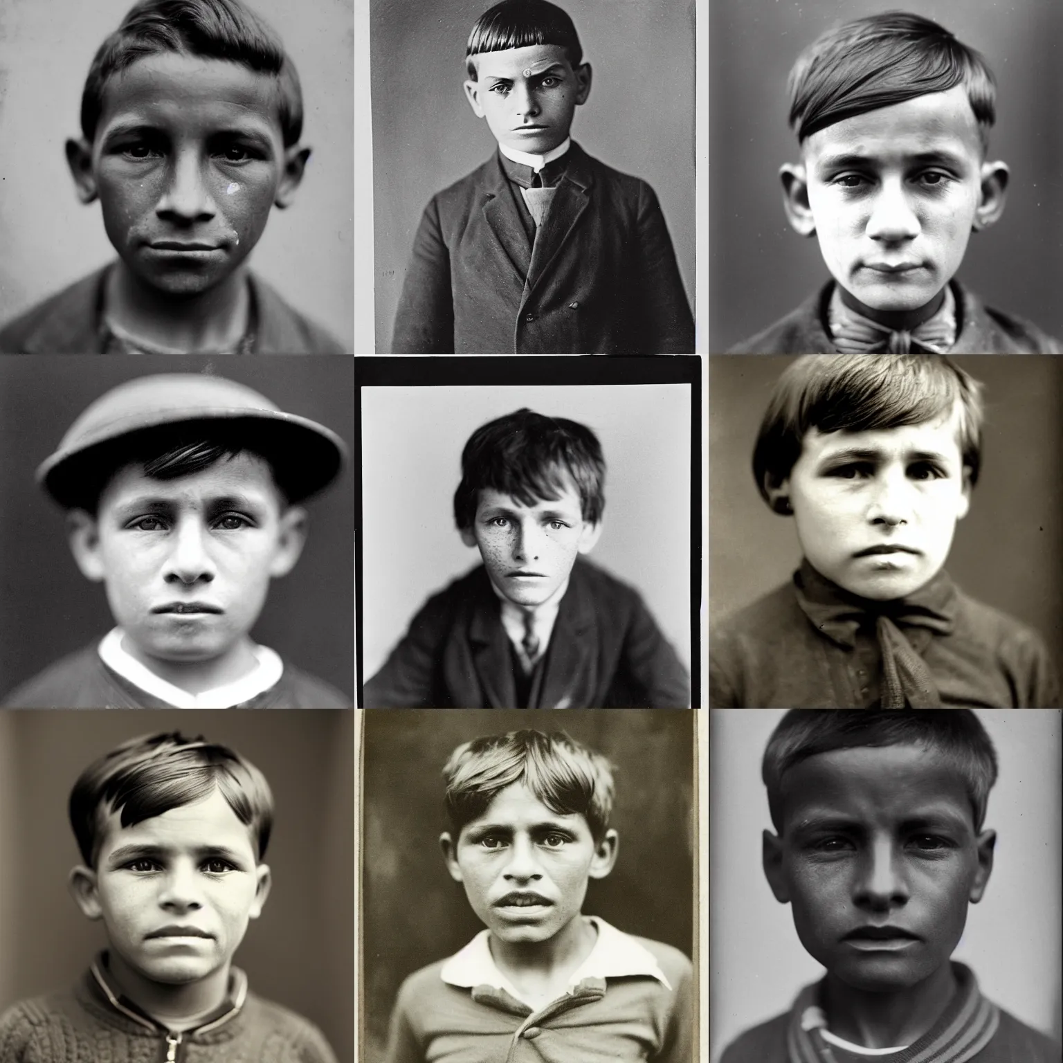 Prompt: facial portrait of a 1 1 year old boy, 1 9 1 5, photographed by stephen mccurry, national geograph