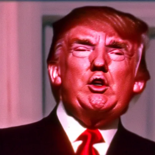 Image similar to 8 mm film still of donald trump, exclusive material