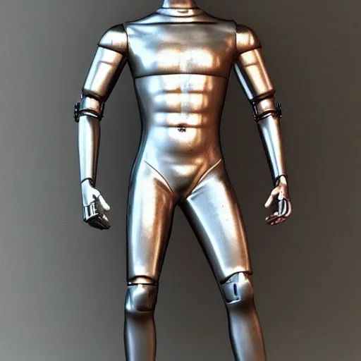 Prompt: “a realistic detailed photo of a guy who is an attractive humanoid who is half robot and half humanoid, who is a male android, Mike the Situation, shiny skin, posing like a statue, blank stare, at the beach, on display”