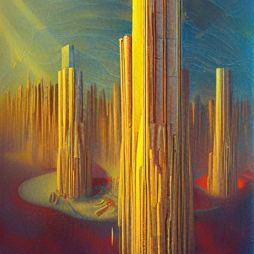 Prompt: 1975 giant chilled city height korat tin broth grape , by J.M.W. Turner and Lawren Harris and Peter Gric , speedpainting , Tilt shift , Mixed media