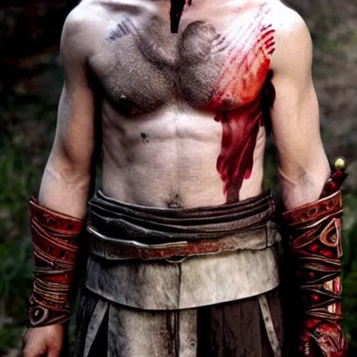 Prompt: Keanu Reeves as Kratos from god of war game