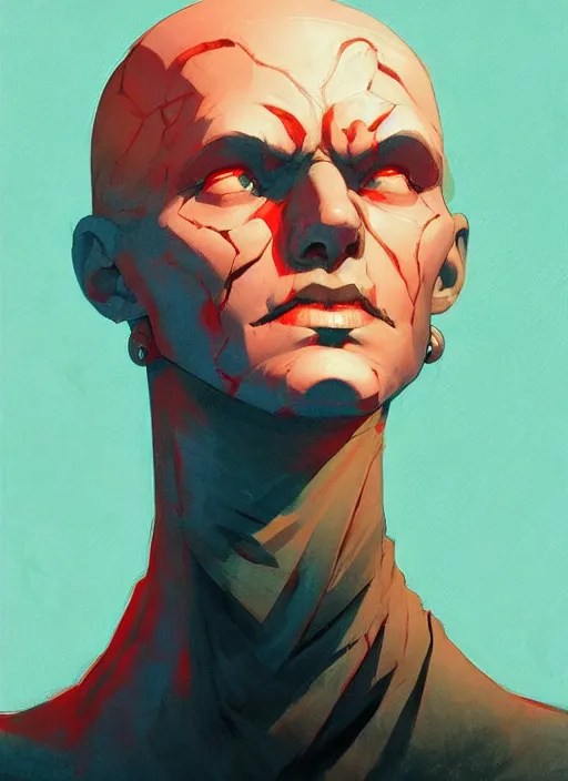Prompt: severed head of a king, in the style of artgerm, gerald brom, atey ghailan and mike mignola, vibrant colors and hard shadows and strong rim light, plain background, comic cover art, trending on artstation