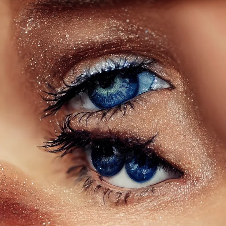 Prompt: close up of a girl's teary eye, highly detailed, trending on artstation, award winning,