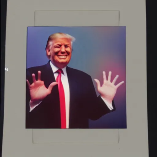 Image similar to donald trump with tiny hands polaroid