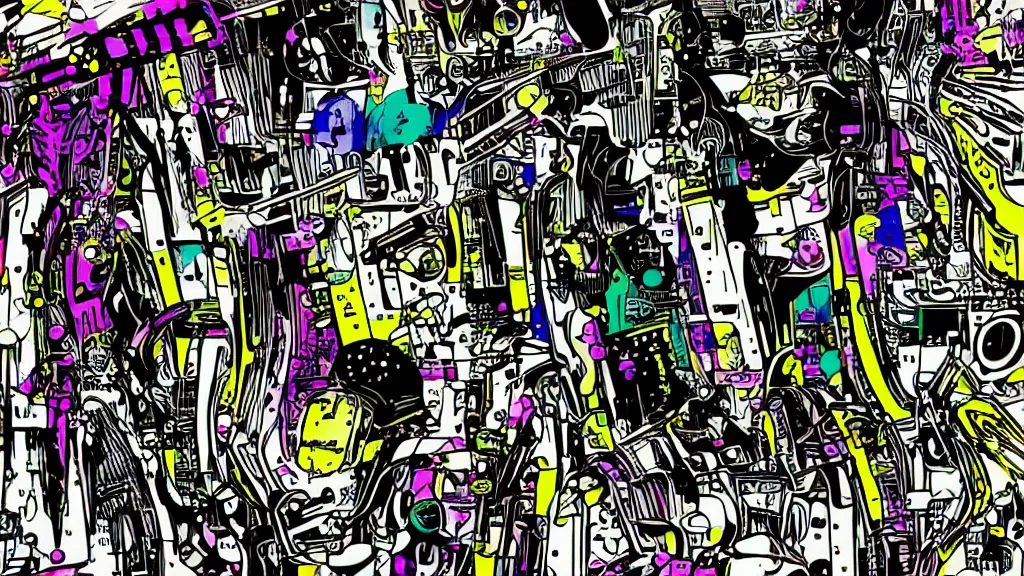 Image similar to dog futuristic japanese backlight cyberpunk by roy lichtenstein, by andy warhol, ben - day dots, pop art, bladerunner, pixiv contest winner, cyberpunk style, cyberpunk color scheme, mechanical, high resolution, hd, intricate detail, fine detail, 4 k