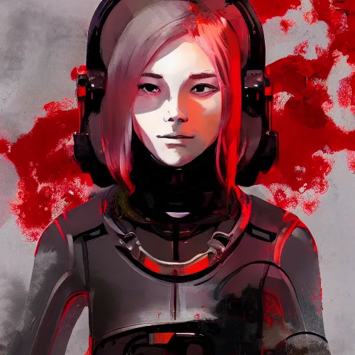 Prompt: highly detailed portrait of a hopeful young astronaut lady with a wavy blonde hair, by Dustin Nguyen, Akihiko Yoshida, Greg Tocchini, Greg Rutkowski, Cliff Chiang, 4k resolution, nier:automata inspired, dishonored inspired, vibrant but dreary but upflifting red, black and white color scheme!!! ((Space nebula background))