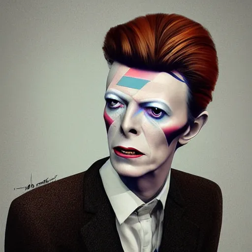 Prompt: a portrait of david bowie as a pixar character, beautiful, elegant, extremely detailed digital art, trending on artstation hyper realistic matte painting, by wlop, artgerm