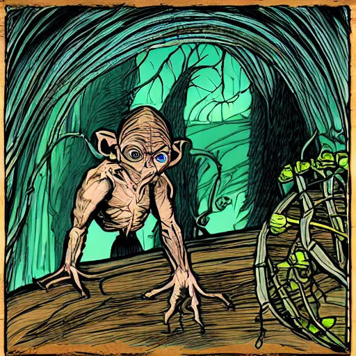 Prompt: Gollum makes twine