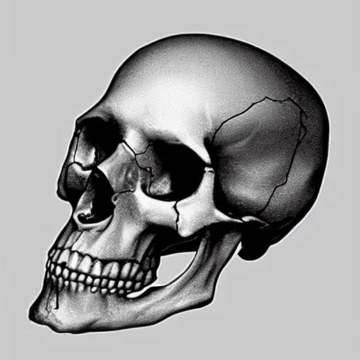 Prompt: lower portion of a human skull