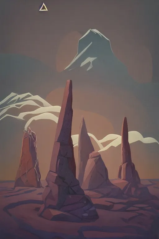 Image similar to circle of standing stones engraved with ancient geometric patterns, dramatic cinematic lighting, rich colors, by Nicholas Roerich and William Dyce and April Gornik and Caspar David Friedrich and Sylvain Sarrailh and Ludwig Deutsch and Diego Rivera and Tyler Edlin, featured on artstation