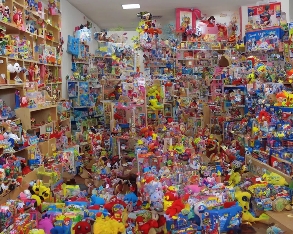 Prompt: footage of a toy shop explosion