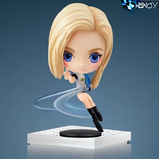 Image similar to a cute figurine of a beautiful blonde woman with blue eyes gaming on xbox