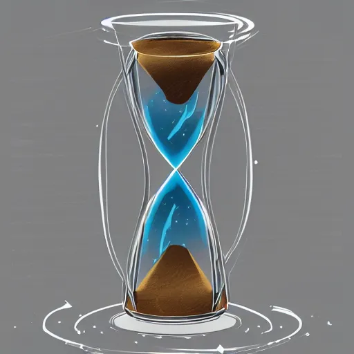 Prompt: endlessly looping hourglass drifting in the void, concept art, featured on artstation