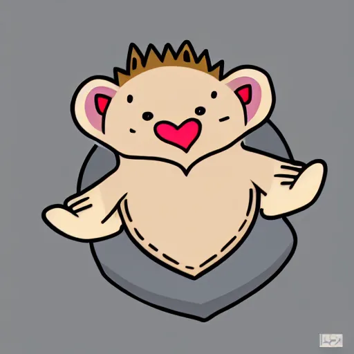 Image similar to cute hedgehog heart love laughing cute adorable emote twitch waving lineart