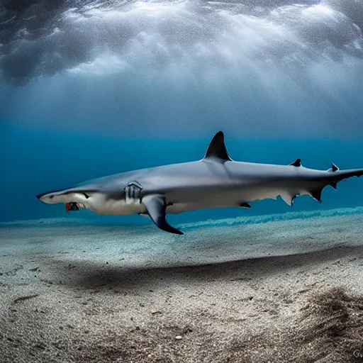 Image similar to a very long shark, award winning underwater photography by Thomas P. Peschak