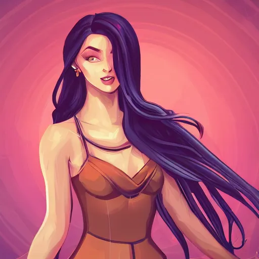 Image similar to a stylized image of a woman with long hair, pixel art by ei - q, featured on pixiv, synchromism, flat shading, full body, polycount, 4 k, digital art, concept art, trending on artstation