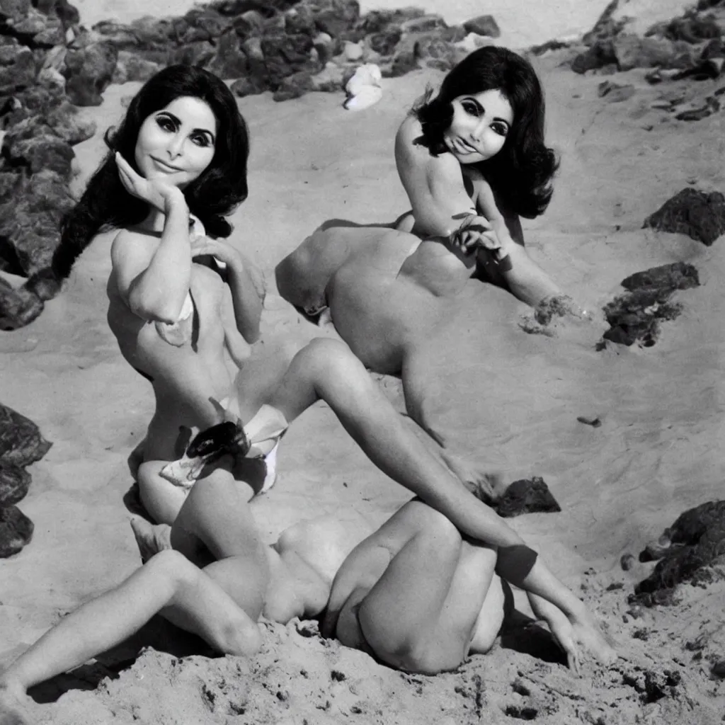 Prompt: soad hosny as beach model